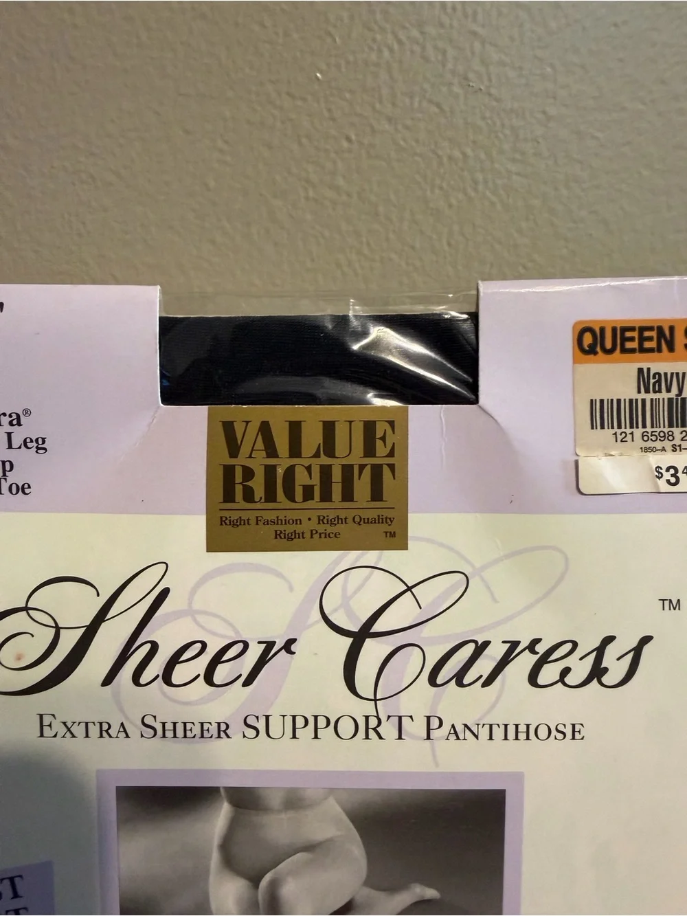 Vintage Worthington Sheer Caress 20 Denier Navy Pantyhose NOS Queen Short